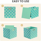 Posprica 11x11x11 Storage Cube Bins, Collapsible Storage Bins Fabric Storage Cubes Organizer Baskets Box Drawers for Shelves, Closet, Wardrobe, Bookshelf, Cabinet, Sky Blue/Gold Lantern, 4 Pack - Image 4