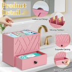 Tampon Holder for Bathroom Decor, Feminine Product Organizer with Lid and Drawer, Shark Week Tampon Storage, Wood Pad and Tampon Organizer for Toilet Organizer, Bathroom Accessories Box for Girl Stuff - Image 6