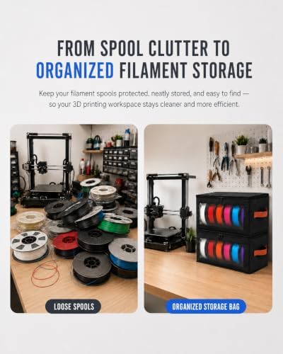 Filament Storage Box, 4 Pack Filament Container Hold 24 Rolls 3D Printer Filament Storage, Zippered Lid, Dustproof, Stackable Filament Container for PLA, ABS, PETG, TPU - Image 5