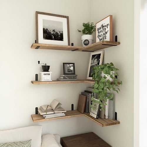 WOPITUES Floating Shelves Set of 6 for Wall Decor & Storage, Rustic Brown - Image 5