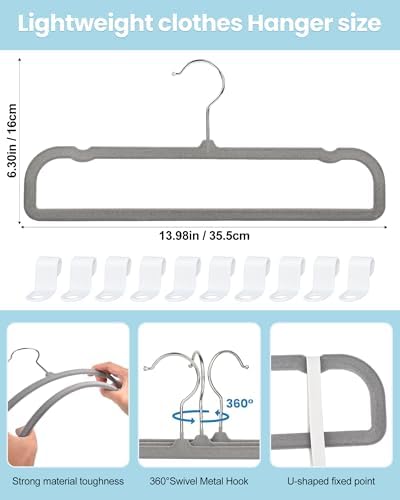 Velvet Hangers Non Slip - 20 Pack Pants Hangers for Grey Felt Hangers - Image 3