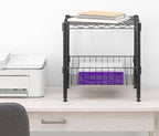 Whitmor 2 Tier Metal Storage Shelves, Heavy Duty Shelf with Basket, 150 lbs Capacity per Shelf, 300 lbs Total, Home Organizer for Kitchen, Garage, Bathroom, 15" L x 14" W x 15" H, Black - Image 2