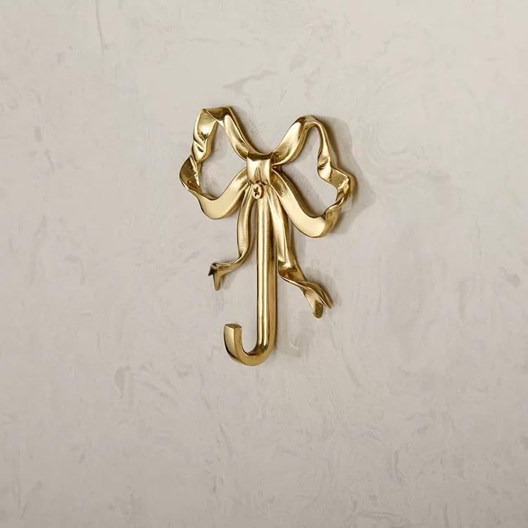 Bow Wall Hooks Brass (2 Pcs) Christmas Wall Decor Gold Hooks Door Hanger Towel Multi-Purpose Hooks for Hanging for Bathroom Living Room Kitchen Decor Christmas Birthday Gift (L) - Image 4
