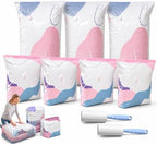 7 Pack No Pump Vacuum Storage Bags, Large Cube Compression Set in 2 Sizes by Unknown