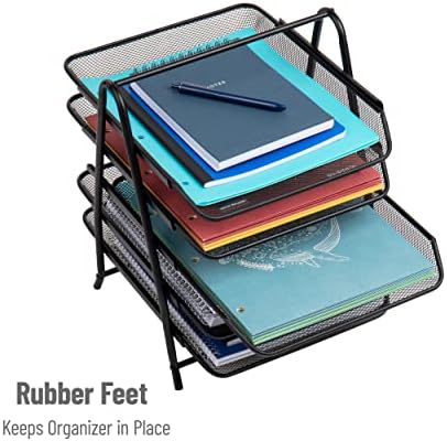 Mind Reader 5-Tier Paper Tray Organizer, Vertical Desktop File Storage Rack, Office, Metal Mesh, Black (Pack of 6) - Image 5