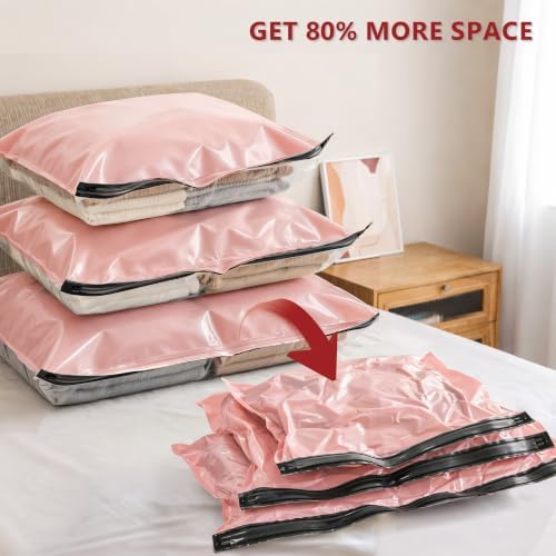 Travel Vacuum Bags for Clothing with Cordless Pump 30 Combo, Pink - Image 3