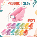 gisgfim 12 Pcs Non-Tip Book Bins with Stabilizer Wings (Pastel) - Image 2