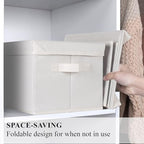 WUIKE Fabric Storage Bins with Lids, Decorative Boxes, Beige, Large, 3-Pack - Image 3