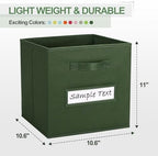Fabric storage cubes (8 Pack) 11 Inch Cube Storage Bin, cube organizer bins with 8 Labels Window Cards & a Pen, Foldable cube organizer bins and Storage Box, Dark Green - Image 2