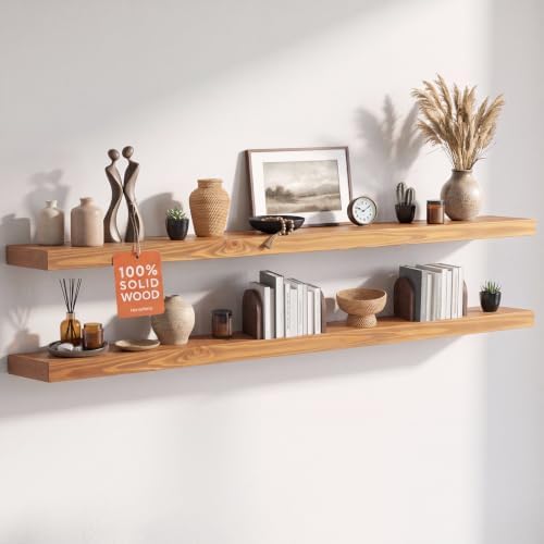 Homeforia 60 Inch Floating Shelves, High-End Solid Pine Wood, Set of 3 by Homeforia