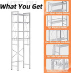 Over-The-Toilet Storage Rack, 4-Tier Bathroom Organizer Shelf Over Toilet with Adjustable Shelf and Basket, Freestanding Space Saver Bathroom Shelves Above Toilet for Room (Pure White) - Image 6