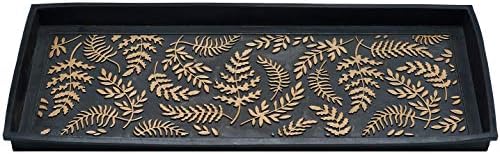 HF by LT Ferns Design Deluxe Rubber Boot Tray, 34 x 14 inches, Heavy Duty Vulcanized Rubber, One-Piece Seamless Construction, Year Round Use Indoors or Outdoors, Black with Brushed Copper Finish - Image 2