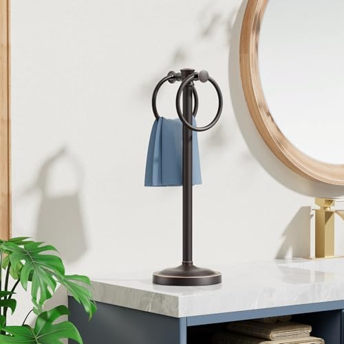 Hoimpro Hand Towel Holder Stand Bathroom Countertop Towel Bar Rack Bronze - Image 2