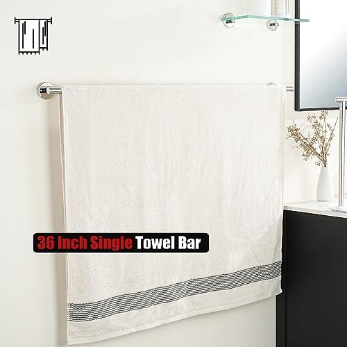 JQK Bath Towel Bar Chrome, 36 Inch 304 Stainless Steel Thicken 1mm Single Towel Rack for Bathroom, Towel Holder (Polished Chrome) Wall Mount, 39 in Total Length, TB110L36-CH - Image 5