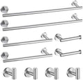 TURS Brushed Nickel 10 Pieces Bathroom Hardware Set, SUS304 Stainless Steel 24 Inch Bath Towel Bar Set, Round Bathroom Accessories Kit Wall Mounted by TURS