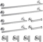 TURS Brushed Nickel 10 Pieces Bathroom Hardware Set, SUS304 Stainless Steel 24 Inch Bath Towel Bar Set, Round Bathroom Accessories Kit Wall Mounted by TURS
