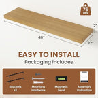 Vivelove Deep Floating Shelves 48x12” Set of 2, Oak - Image 3