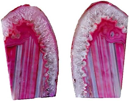 Pink Agate Bookends Heavy Duty Geode Stone Book End Holders Decorative - Image 3
