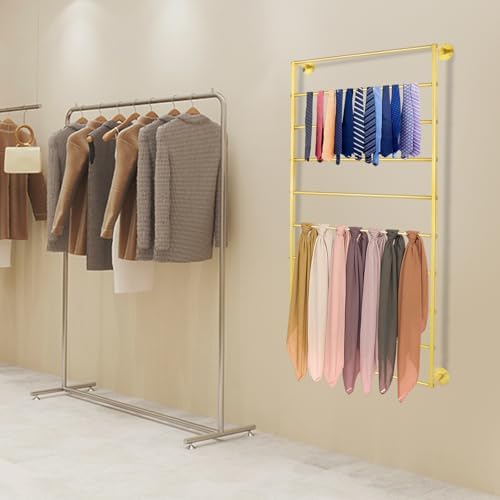 10 Tier Wall Mounted Rack,Scarf Display Stand,Belt Pants Hangers Scarves Hijab Stand, Towel Rack Ribbon Holder,Wrapping Paper Spool Storage for Retail Store - Image 4