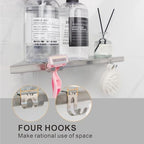 WELLUP Shower Shelf Brushed Nickel 2 Pack,Corner Shower Shelf with 4 Hooks - Image 3