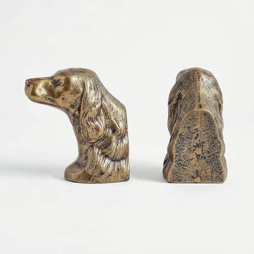 Decorative Bookends for Shelves, Gold Dog Heavy Bookends for Heavy Books, Vintage Book Ends Unique Cast Iron Bookends for Home Office Decor 4.8Lbs - Image 5