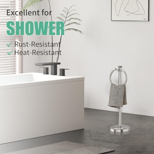 Hoimpro Hand Towel Holder Stand Free Standing Towel Bar Polished Chrome - Image 4