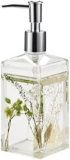 Locco Decor 4 Piece Acrylic Liquid 4D Floating Motion Bathroom Vanity Accessory Set Garden Botanic Green Plants Toothbrush Holder, Tumbler, Soap Dispenser, Soap Dish - Image 5