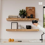 Natural Wood Floating Shelves for Wall 30 Inches Long, Oak Wooden Shelf - Image 2
