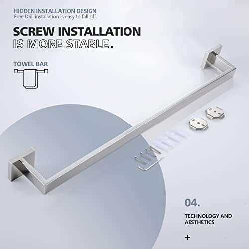 KOKOSIRI 24-Inch Single Towel Bar, Bathroom Kitchen Towel Holder, Wall Mounted SUS304 Stainless Steel Towel Rack, Polished Chrome, B4003CH-L24 - Image 6