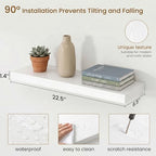 Dreamland Floating Shelves, Rustic Wooden White Wall Shelves for Bathroom|Bedroom|Kitchen, Deep Wall Mounted Book Shelf, Wood Storage Display Shelf for Home Decor, 22.5" X 6.7" Set of 2 - Image 3
