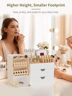 Booklov Small Makeup Organizer for Vanity Countertop, White - Image 4
