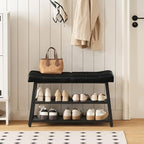 YATINEY Shoe Bench, 3-Tier Shoe Rack, Entryway Bench with Storage and Cushion, for Hallway, Foyer, Bedroom, Black HX02BB - Image 4