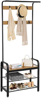 VASAGLE Coat Rack, Hall Tree with Shoe Bench, 4-in-1, 9 Removable Hooks - Image 6
