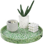 12.5" Lazy Susan for Table Top – Mother of Pearl Spinning Turntable Serving Tray, Marble Lazy Susan Organizer for Dining Table Centerpiece, Kitchen Island Decor, Bathroom Counter, Outdoor Use (Green) by TerrekraftMakeLuxuryTraysAffordable