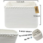 COMFY-HOMI 3PACK Cotton Rope Square Basket with Handles for Shelves| Storage|Baby Basket for GIF|Shoe Basket for Organizing|New13.5" x 11" x 9.5" for Living Room - Image 3