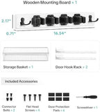 BS-VOG Over the Door Broom Holder with Basket, Wooden Mop & Broom Organizer - Image 7