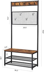 VASAGLE Coat Rack and Storage Bench, Hall Tree with 9 Hooks, Iron Frame - Image 7