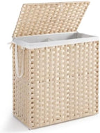 DUMOS Laundry Basket with Lid, 110L Wicker Laundry Hampers, Summer Sand by DumosLifestyle