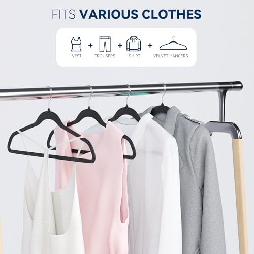 Premium Velvet Hangers 60 Pack, Non Slip Clothes Felt Hanger Heavy Duty for Coat, Premium Slim Space Saving Suit Hangers for Closet Organizer, 360° Rotating Silver Hook - Image 4