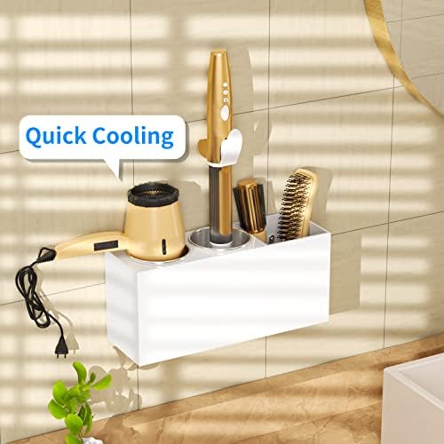 NIUBEE Hair Tool Organizer Wall Mount, Hair Dryer Holder for Bathroom,White - Image 3