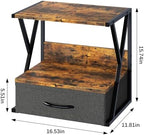 aboxoo Printer Stand for Desk with Storage Drawer, 2 Tier Desktop Or UnderDesk Shelf, Multi-Purpose Desk Organizer for Home Office, fit Fax Machine/3D Printer/Scanner, Rustic Brown - Image 3