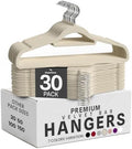 Utopia Home Premium Velvet Hangers 30 Pack - Non-Slip Clothes Hanger with Tie Bar - Ivory Hangers with 360 Degree Rotatable Hook - Heavy Duty Coat Hanger by UTOPIAHOME