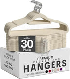 Utopia Home Premium Velvet Hangers 30 Pack - Non-Slip Clothes Hanger with Tie Bar - Ivory Hangers with 360 Degree Rotatable Hook - Heavy Duty Coat Hanger by UTOPIAHOME
