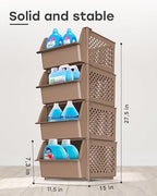 Skywin Stackable Storage Bins Open Front for Pantry Storage, 4 Pack - Brown - Image 2