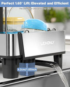 304 Stainless Steel Expandable Dish Drying Rack with Drain Spout, Black - Image 6
