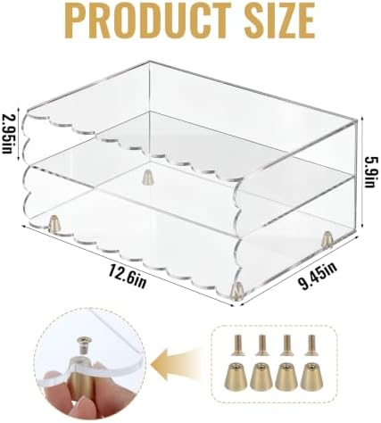 Acrylic Desk Organizer, Clear Acrylic Paper Organizer Letter Tray - Image 2
