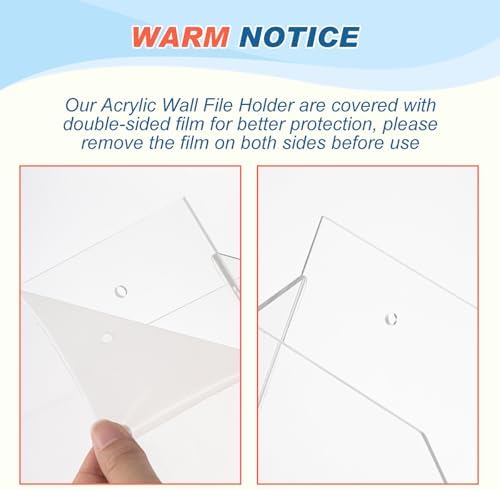 Feifeiya 1 Pcs Clear Acrylic File Holder Wall Mount, 14"x8.3"x2.4" - Image 3