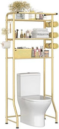 Simple Trending 3 Tier Over The Toilet Rack, Shelf Bathroom, Bathroom Stand Organizer Space Saver, Gold by SimpleTrending