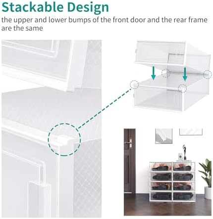 4-Piece Boot and Shoe Storage Box, Stackable Clear Plastic Shoe Box, Space-Saving Shoe Organizer for Boots, Sneakers, and High Heels, Clear - Image 4