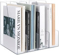 Clear Vertical Magazine File Holder, Plastic Desk Organizer Binder, 4PC by Laloblue